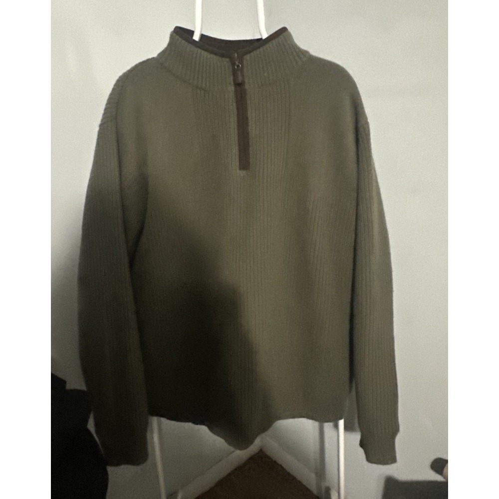 LL Bean Mens Merino Lambs Wool 1/4 Zip Windstopper Waterfowl Sweater X-Large